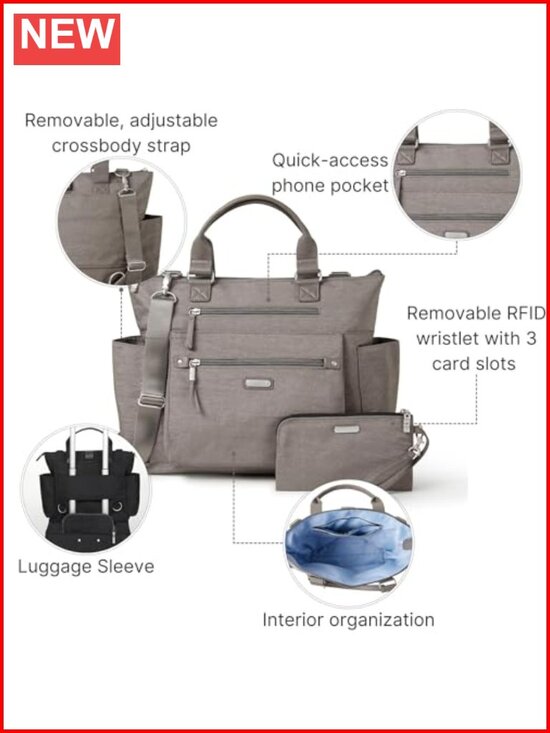 Baggallini 3-in-1 Convertible Backpack Tote Handbag Travel RFID Wristlet